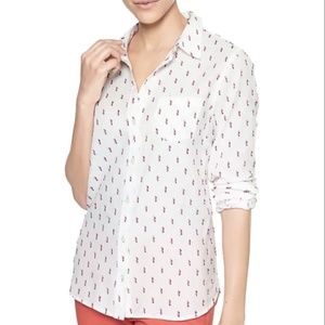 NWT GAP WHITE FITTED SHIRT EMBROIDERED PRINT Size XS
